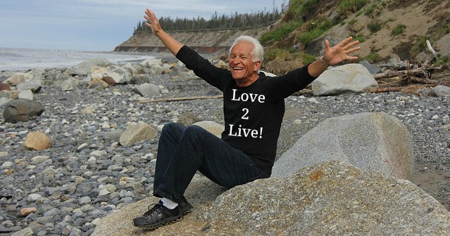 Senior on Beach with Love 2 Live Care t-shirt